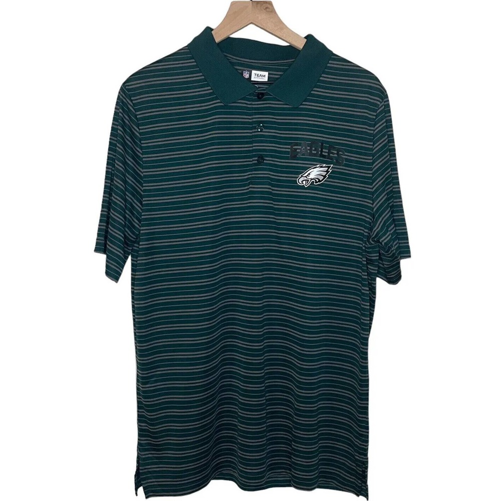 PHILADELPHIA EAGLES Polo NEW Moisture Wicking Mens Size L Large Green Gray